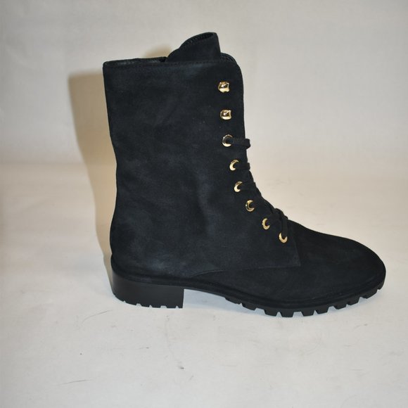 Stuart Weitzman Women's Black Laine Suede Combat Boot Size 8 - Picture 3 of 11